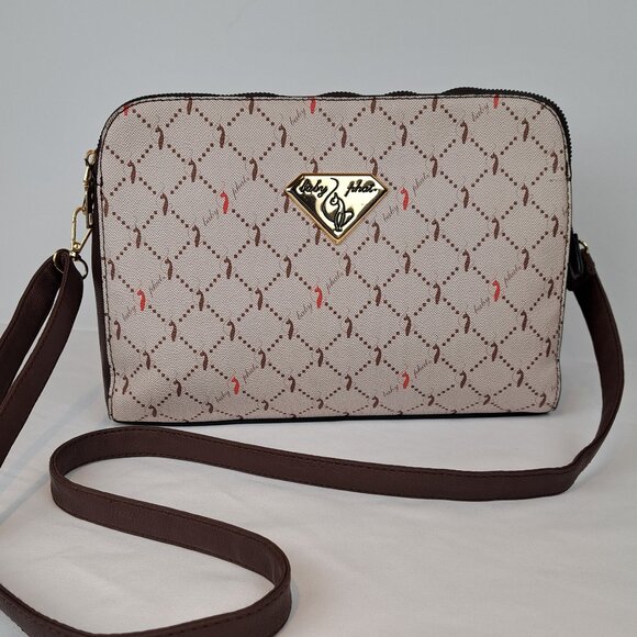 Baby Phat Cat Pattern Vegan Leather Multi Section Bag - Picture 1 of 16